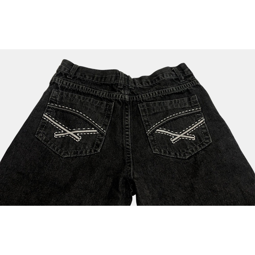Indigo People Mens Black Straight Leg Denim Jeans Embroidered Pockets 34x30 - Picture 6 of 9